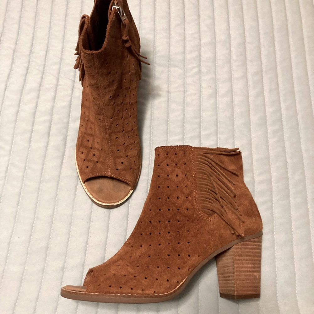 Toms Majorca Perforated Fringe Peep Tow Bootie